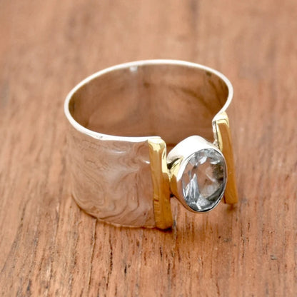 Vintage Geometric Zirconia Statement Ring