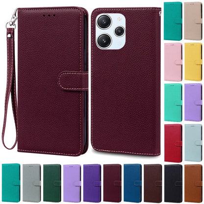 Leather Wallet Flip Case For Redmi 12 4G Cover Protector