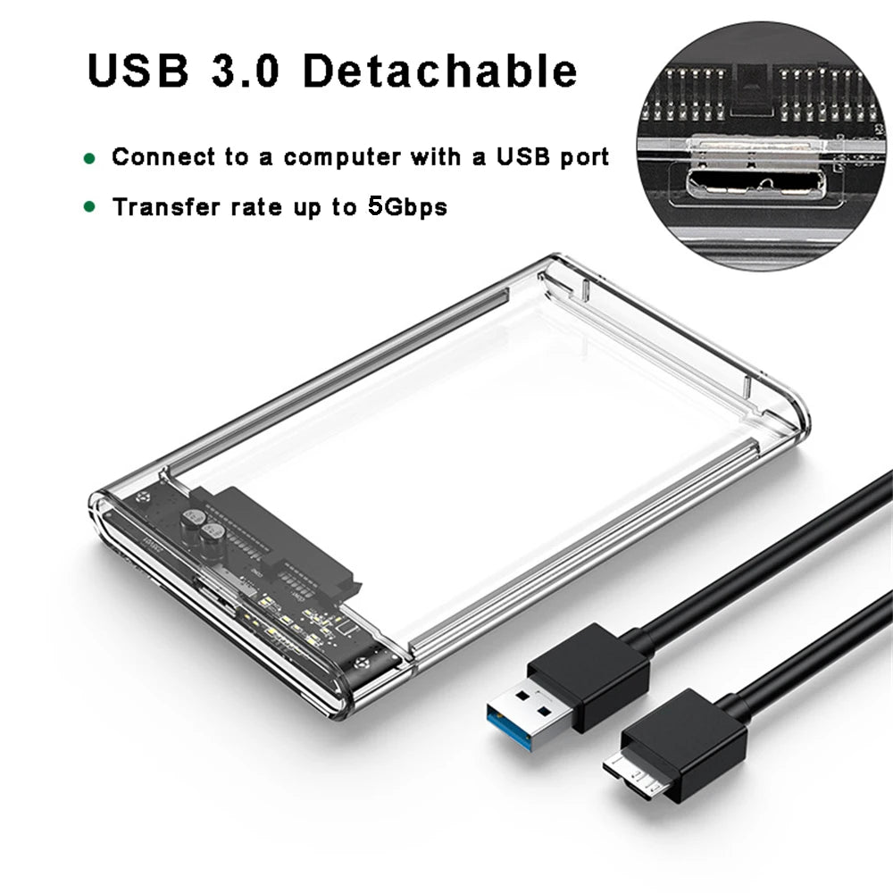 USB 3.0 2.5” SATA HDD & SSD External Enclosure Case