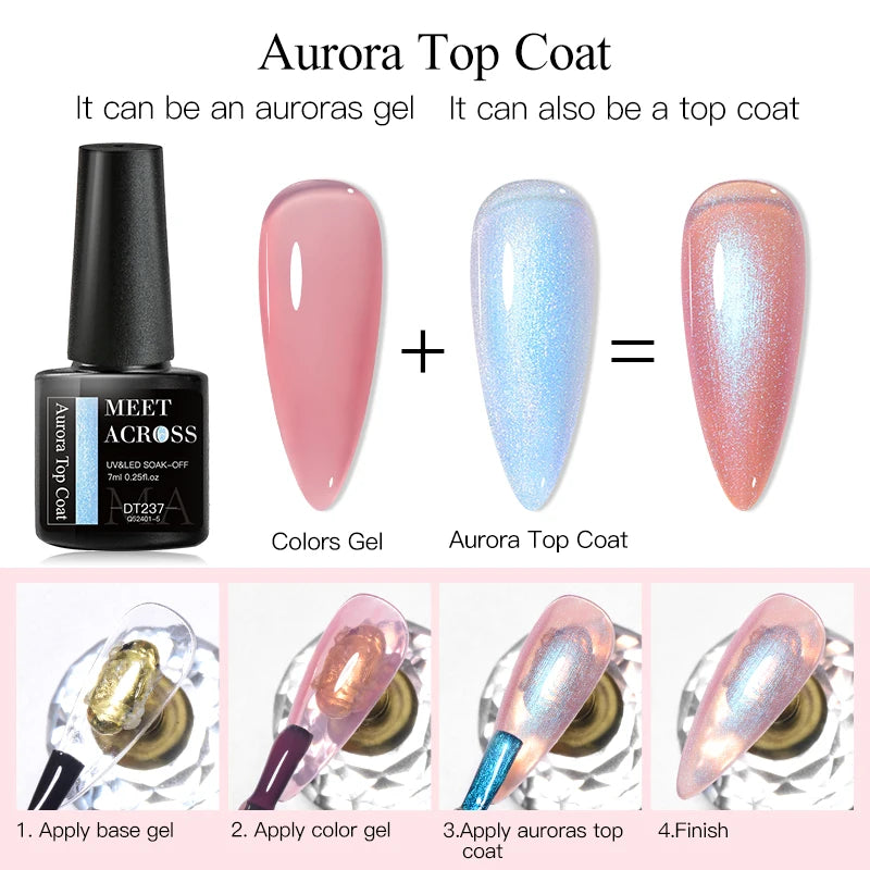 MEET ACROSS 7ml Aurora Gel Nail Top Coat