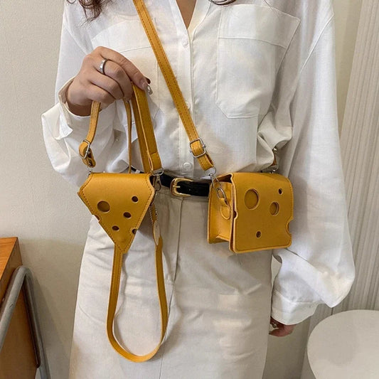 Cheese-Shaped Mini Crossbody Bag for Women