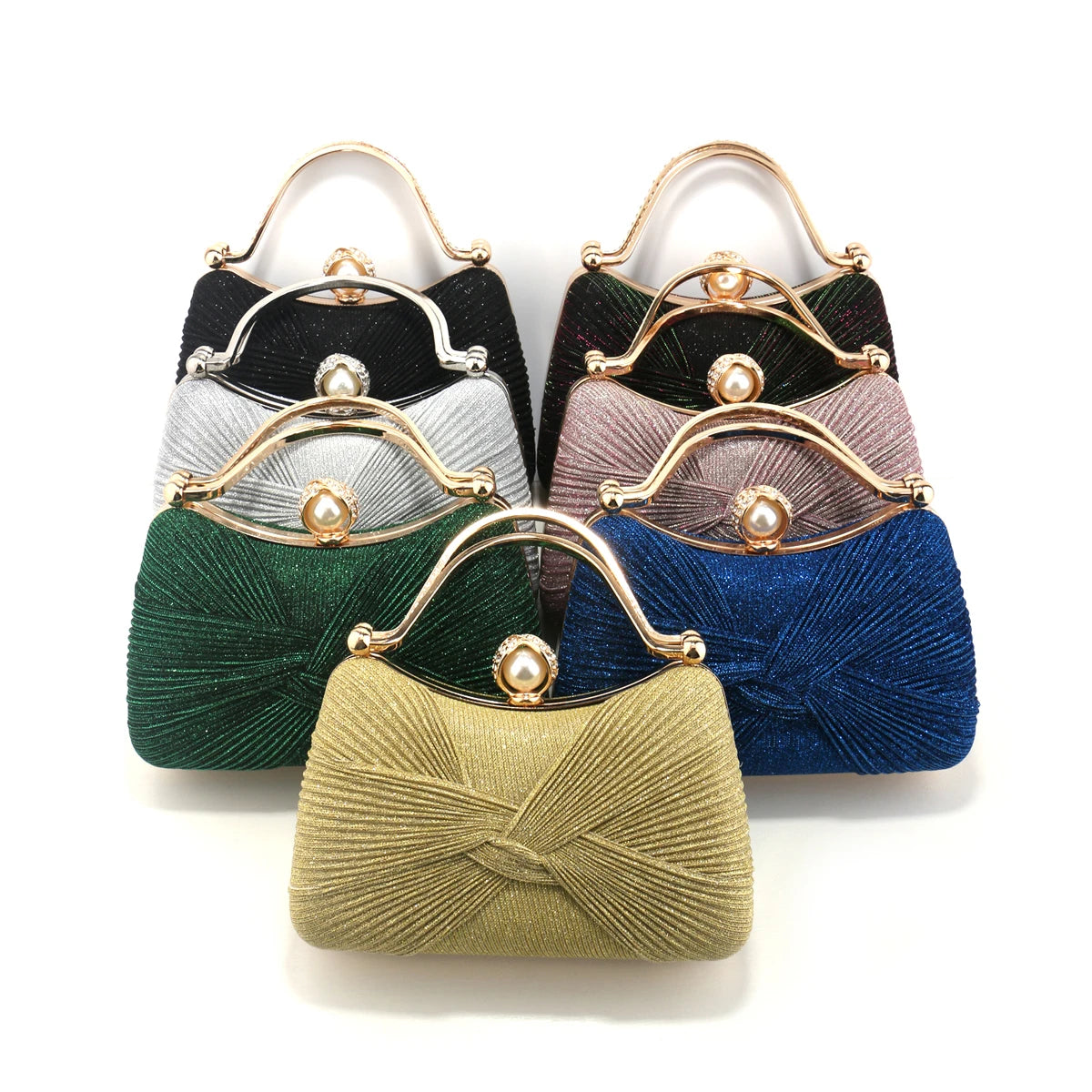 Bow Ruched Evening Clutch Bag