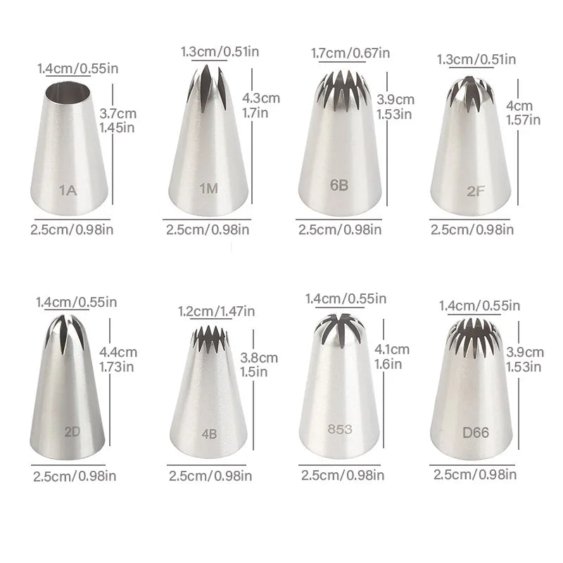 8Pcs Stainless Steel Icing Nozzles