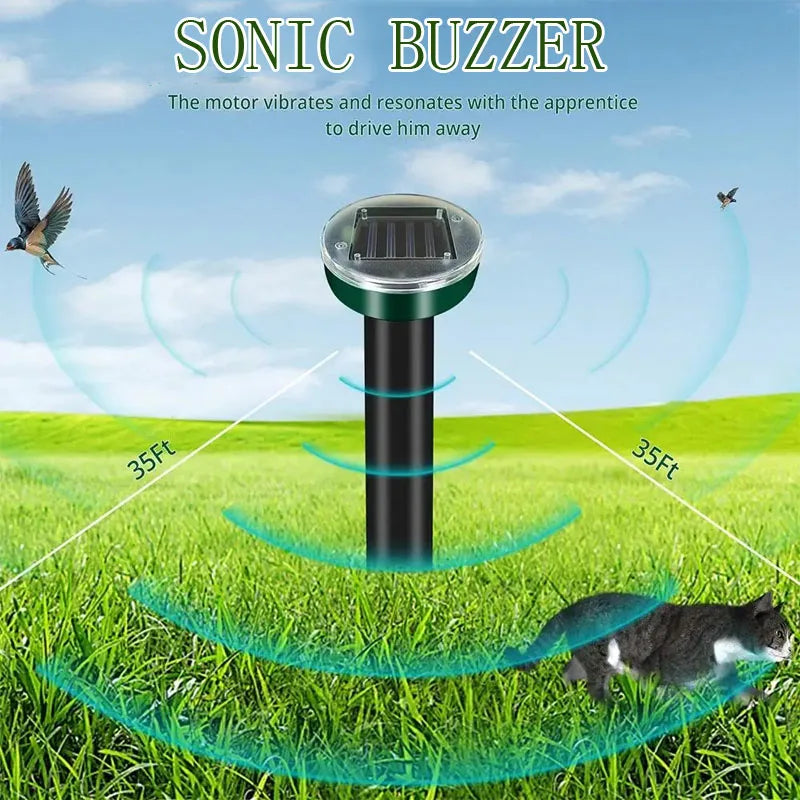 Solar-Powered Ultrasonic Mole, Mouse & Snake Deterrent Stakes
