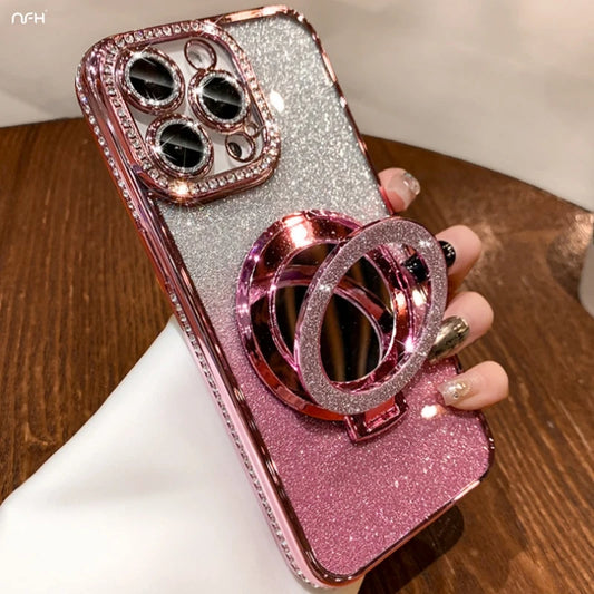 Luxury Plating Flash Mirror Holder Stand For iPhone