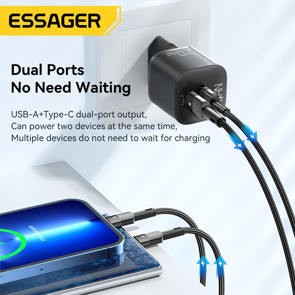 Essager 20W GaN Dual-Port Fast Charger