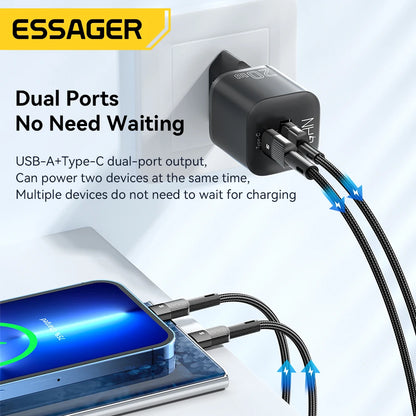 Essager 20W GaN Dual-Port Fast Charger