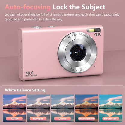 4K Autofocus Digital Camera with 48MP Photos & 2.8” IPS Screen