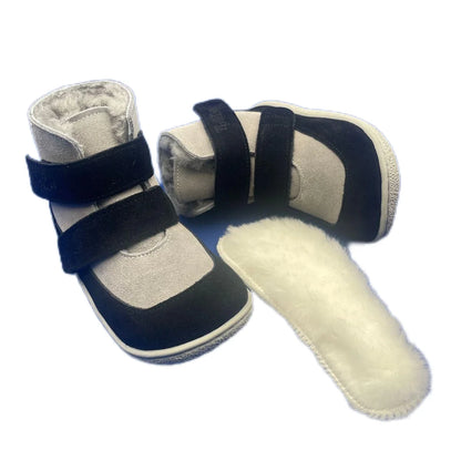 Genuine Leather Winter Barefoot Two Straps Boots