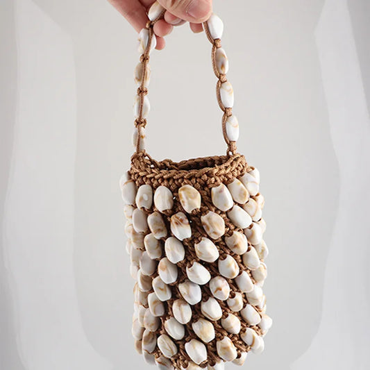 Mini Beaded Crochet Bucket Bag for Women