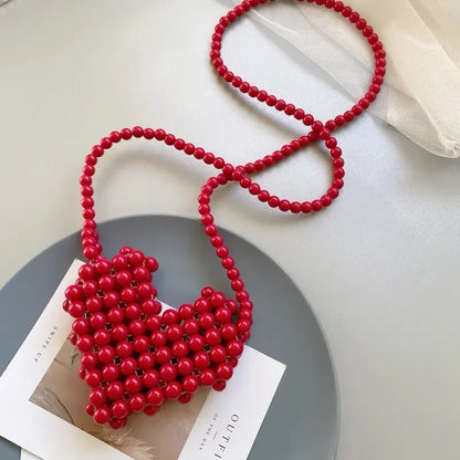 Mini Heart Beaded Crossbody Bag