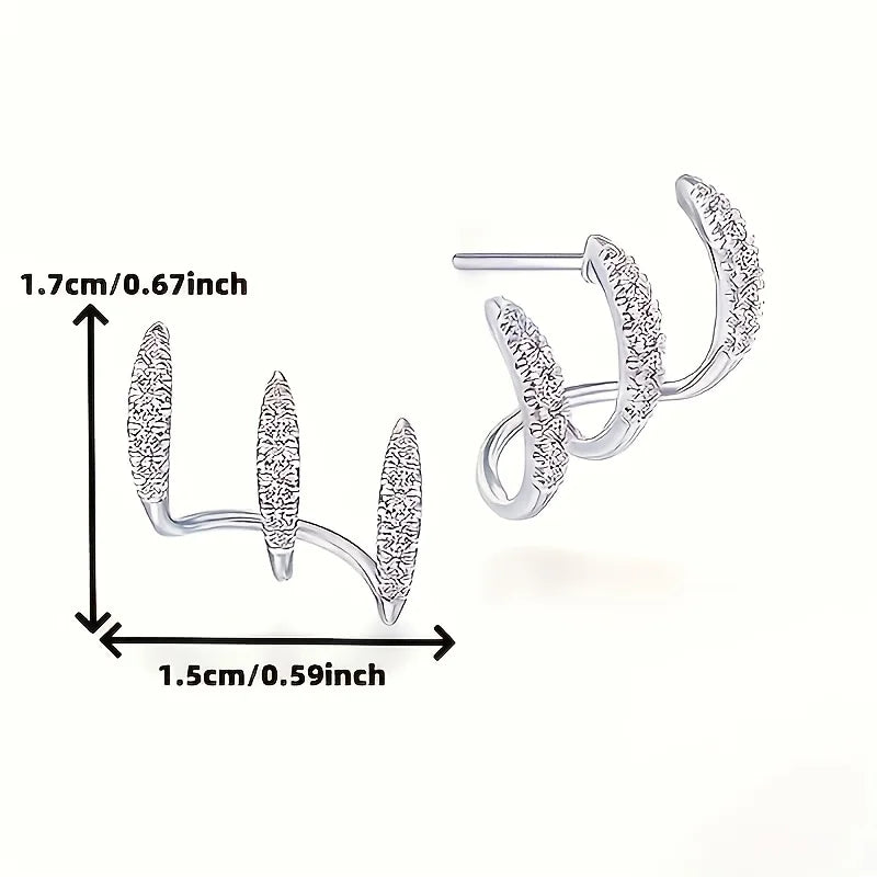 925 Sterling Silver Curved Stud Earrings Set