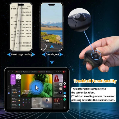 Wireless Finger Ring Trackball Mouse with Bluetooth & 2.4GHz