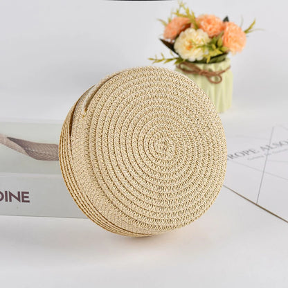 Handwoven Round Straw Crossbody Bag