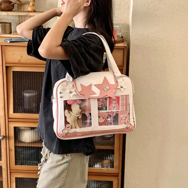 Transparent DIY Ita Shoulder Bag for Pins & Collectibles
