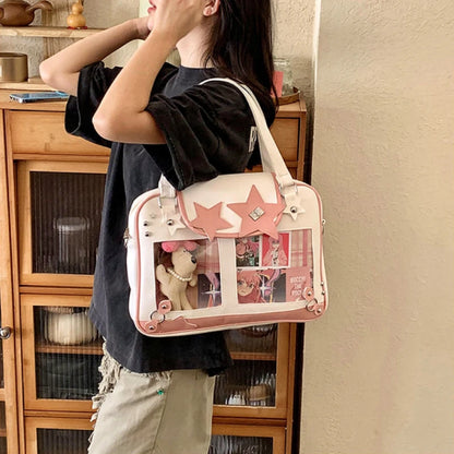 Transparent DIY Ita Shoulder Bag for Pins & Collectibles