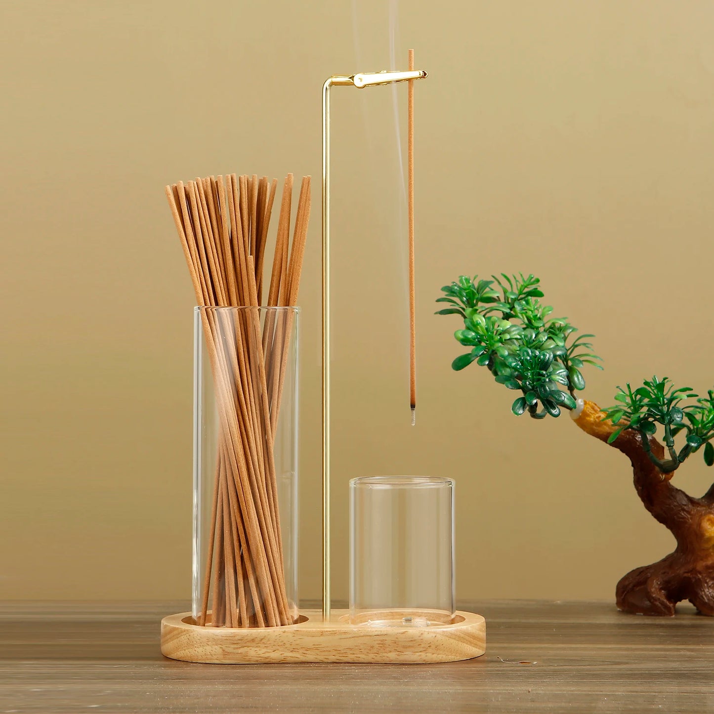 2-in-1 Glass Incense Holder with Ash Catcher