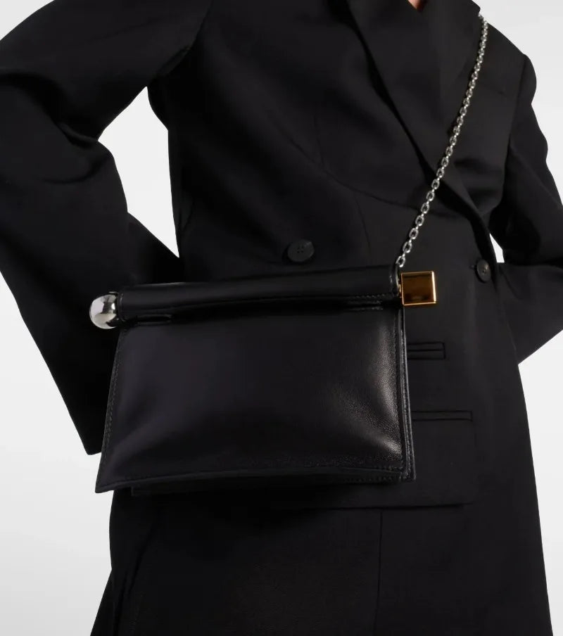 Luxury Fold-Over Chain Clutch Bag