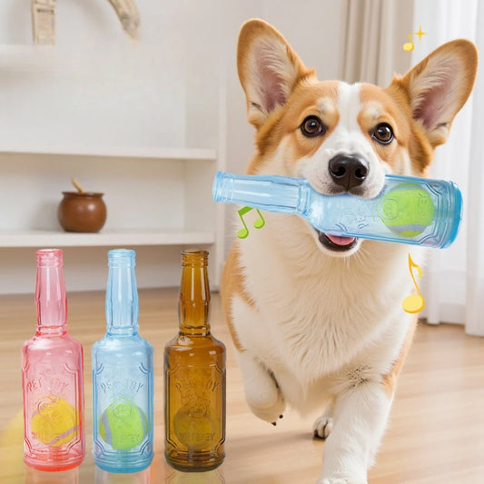 Dog TPR Beer Bottle Chew Toy with Tennis Ball