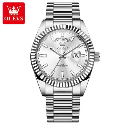 OLEVS Men's Rose Gold Stainless Steel Quartz Watch