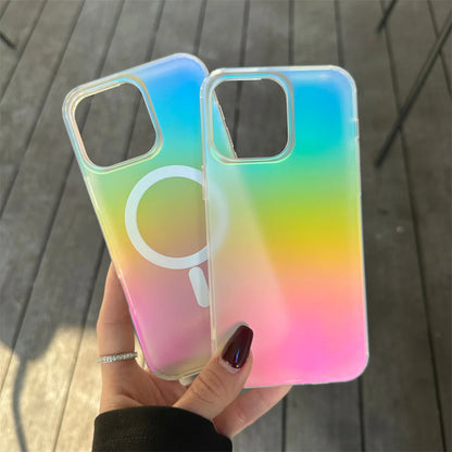 Laser Gradient Rainbow Magnetic Case For iPhone