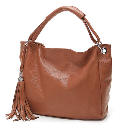 Genuine Leather Tassel Shoulder Bag