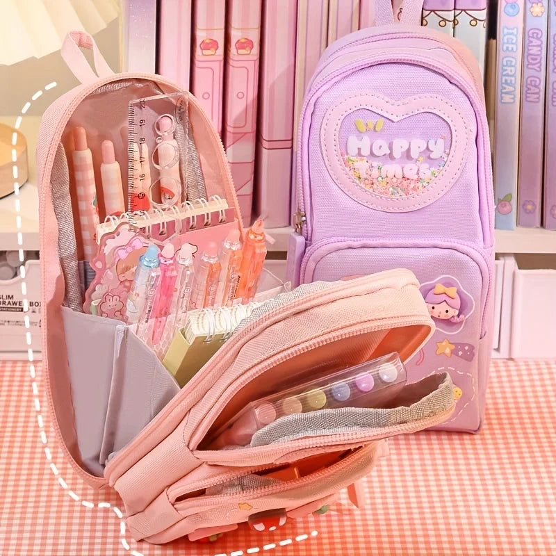 Cute Schoolbag-Style Large Capacity Pencil Case