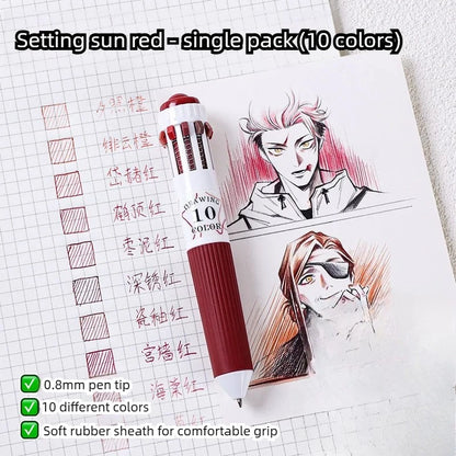 0.8mm Soft Grip Multi-Colour Ballpoint Pen for Drawing & Writing