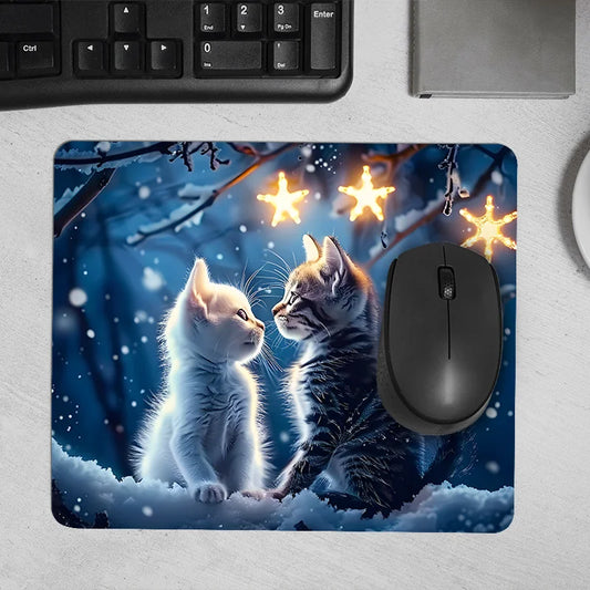 Whimsical Cat Couple Gaming & Office Mouse Pad