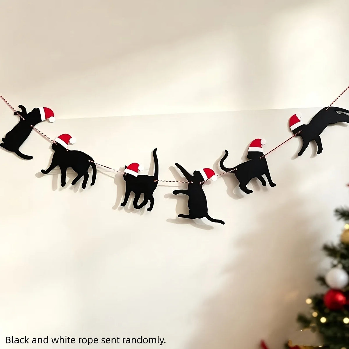 Black Cat Christmas Hanging Banner