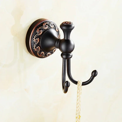 Black Bronze Carved Bathroom Hardware Accessories Set