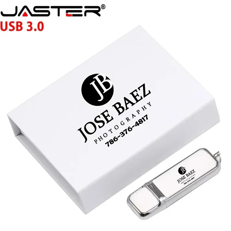 JASTER USB 3.0 Leather Memory Stick with Free Custom Logo & Presentation Box