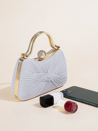 Ruched Glitter Evening Clutch Bag