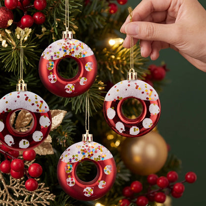 4-Piece Donut Christmas Ornament Set