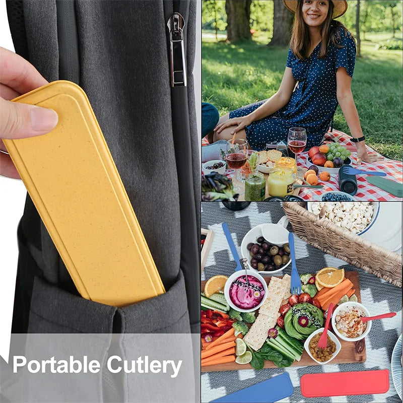 Reusable Wheat Straw Travel Utensils Set with Case