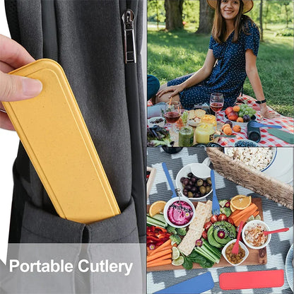 Reusable Wheat Straw Travel Utensils Set with Case