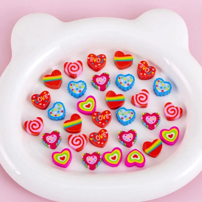 Mini Cartoon Eraser Set – Fruit, Animal & Heart Capsule Collection
