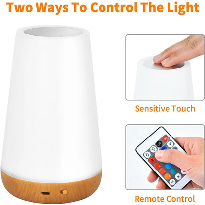 Rechargeable RGB Bedside Lamp with Remote Control