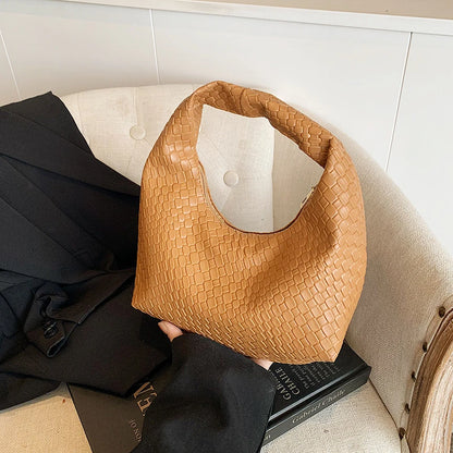 Women’s Woven Embossed PU Leather Hobo Shoulder Bag