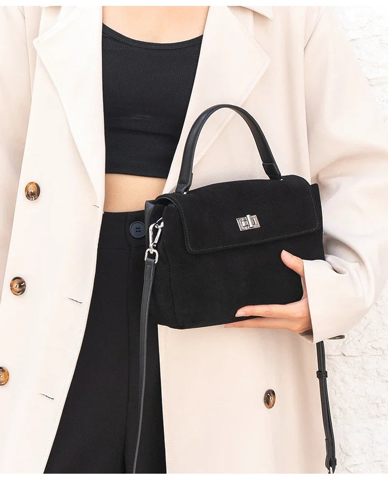 Women’s Suede Leather Flap Shoulder & Crossbody Bag