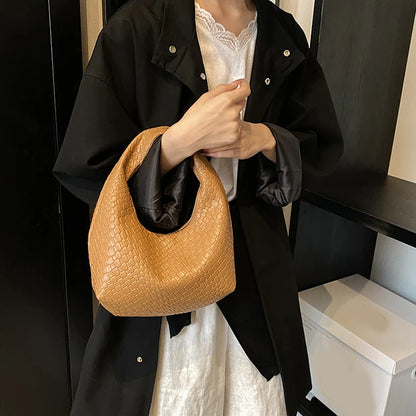 Women’s Woven Embossed PU Leather Hobo Shoulder Bag