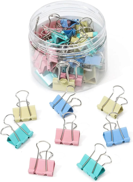 Colourful Mini Binder Clips – 40 Pack Metal Paper Clamps