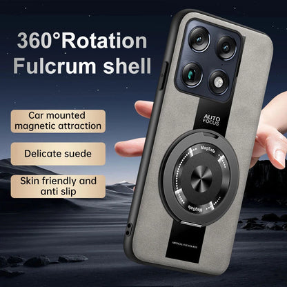 Luxury Magnetic Leather Phone Case with Rotating Ring Stand