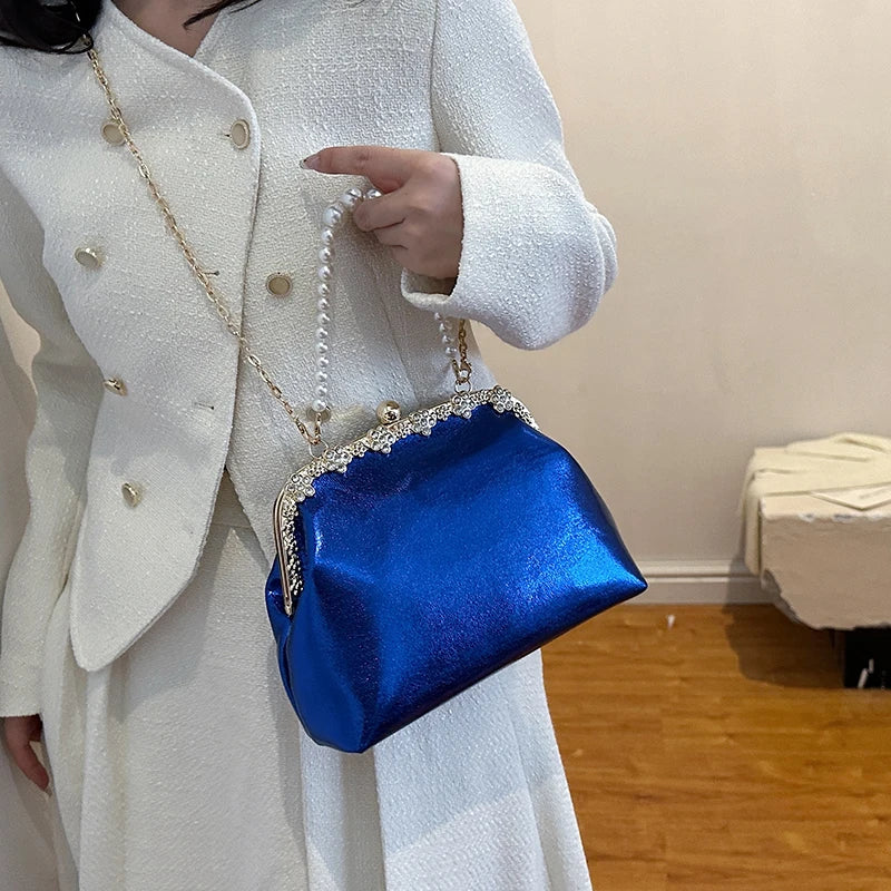 Luxury Pearl Chain Minaudière Shoulder Bag