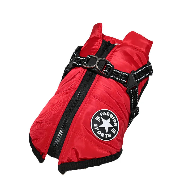 Waterproof Dog Jacket with Integrated Harness