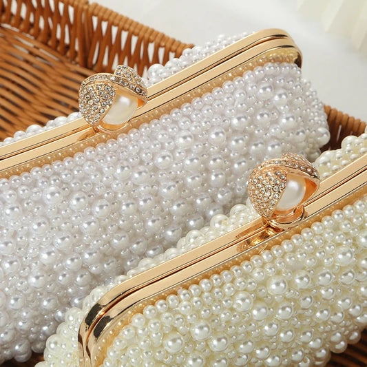 Pearl Beaded Shell Evening Clutch