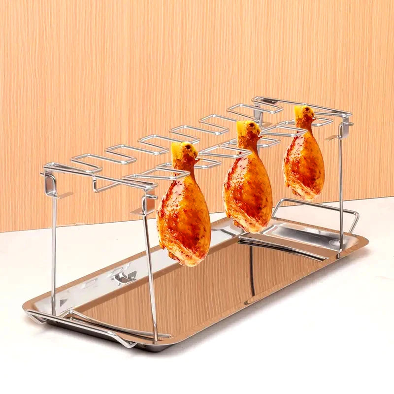 Stainless Steel Chicken Leg Rack with Drip Tray