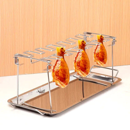 Stainless Steel Chicken Leg Rack with Drip Tray