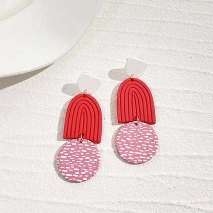 AENSOA  Colorful Painted Pattern Acrylic Drop Earrings