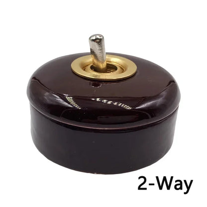 Retro Round Ceramic Toggle Wall Light Switch